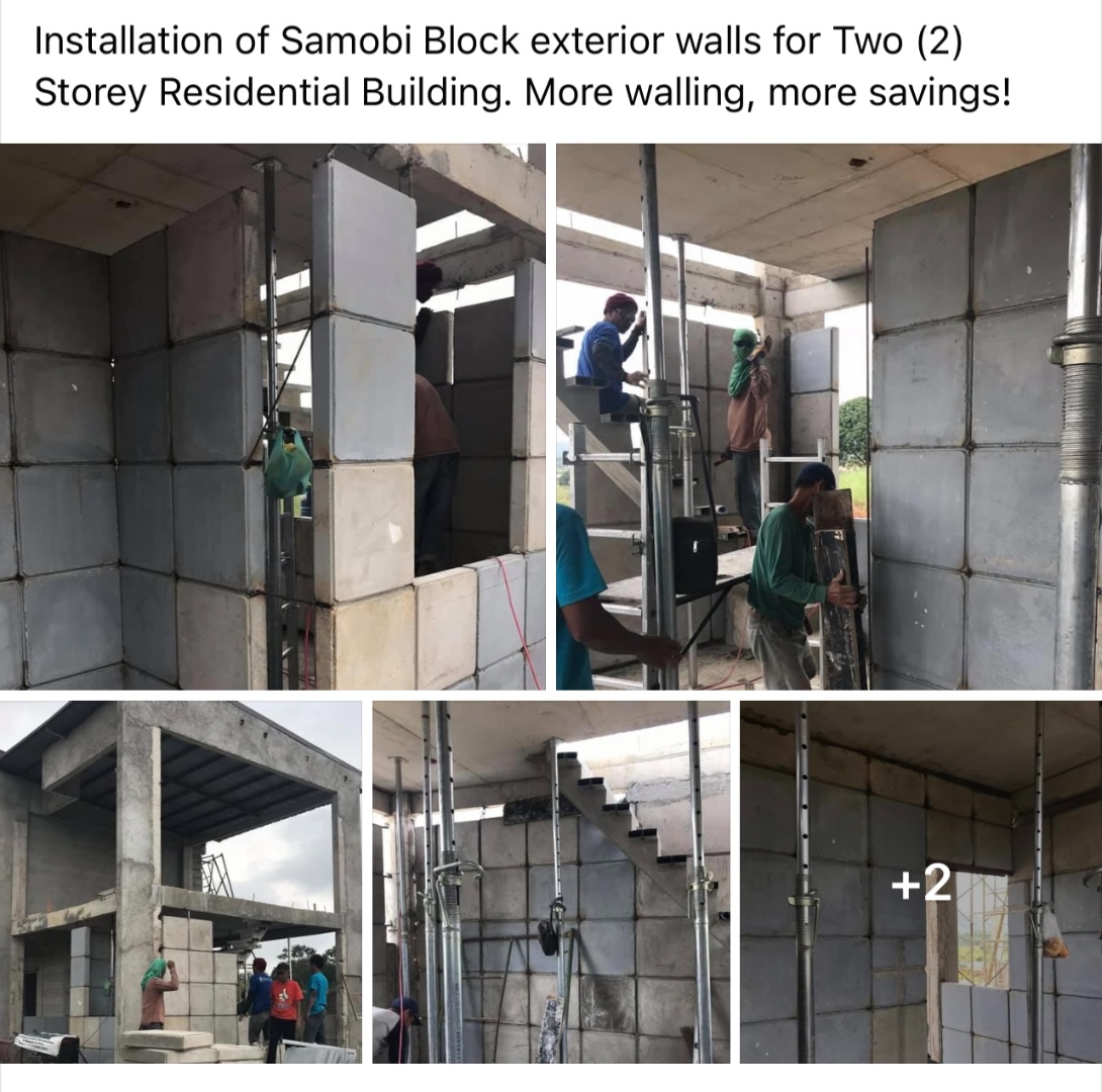 Installation of Samobi Block exterior walls for two-storey residential building