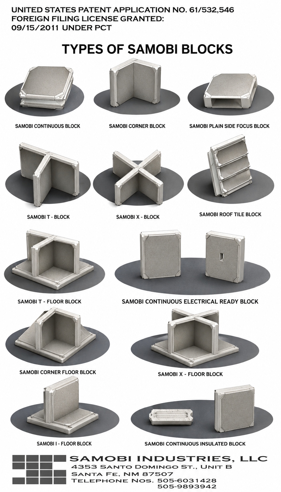 All 11 types of SAMOBI block configurations shown in diagram form